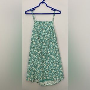 Small, American Eagle Outfitters, green dress with floral print and tie back.